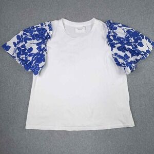 Hyacinth House Tuckernuck‎ Short Sleeve Blue Floral Mollie Tee Size Large